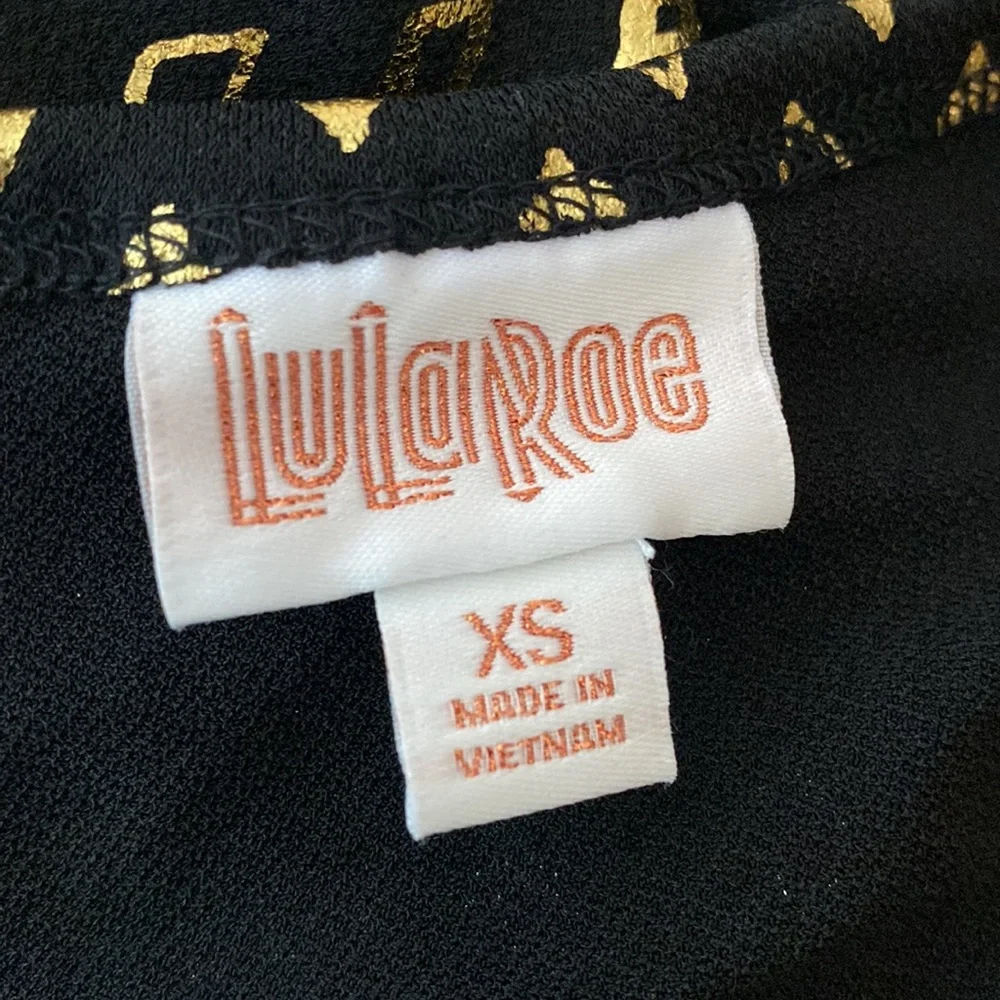 Lularoe Carly Dress Elegant Collection Black w/ Gold Shimmer Size XS NWT - Picture 9 of 10